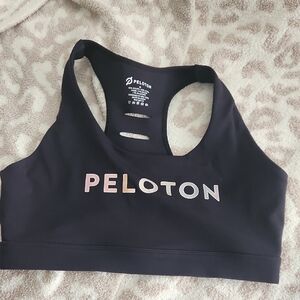 Peloton Black Racerback Sports Bra with Multicolor Logo Medium
